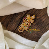 AD Stone Gold Saree Pin -Twin Flower-G9745